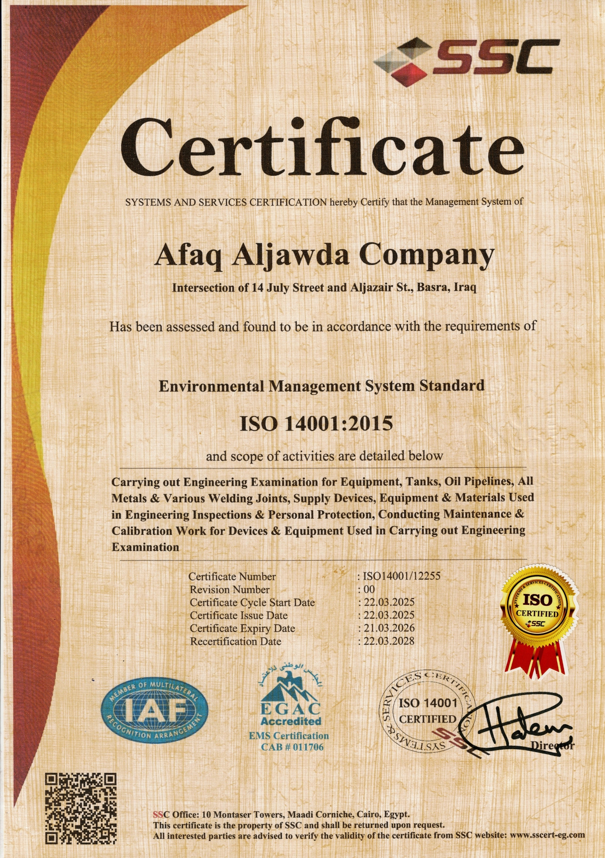ISO 45001:2018 Certificate